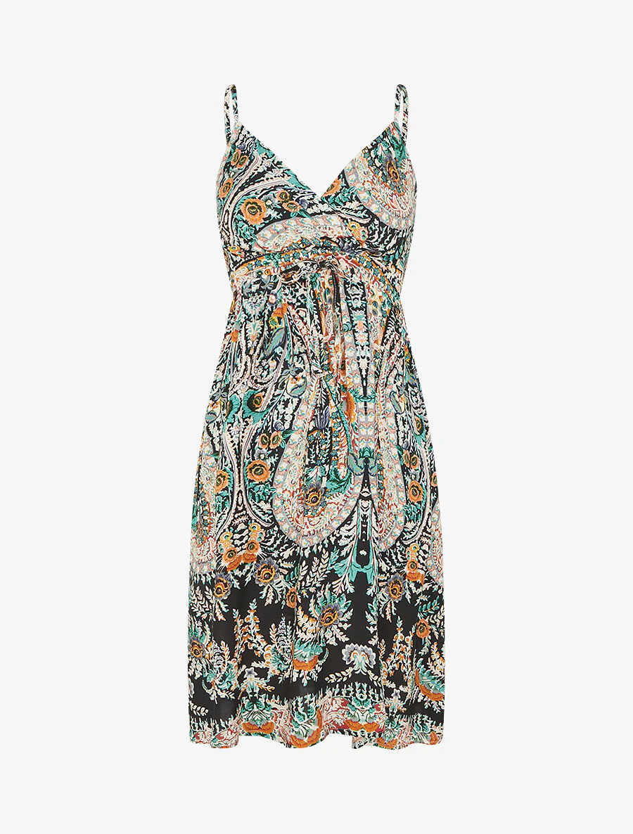 Robe courte à imprimé fleuri - Bleu nuit