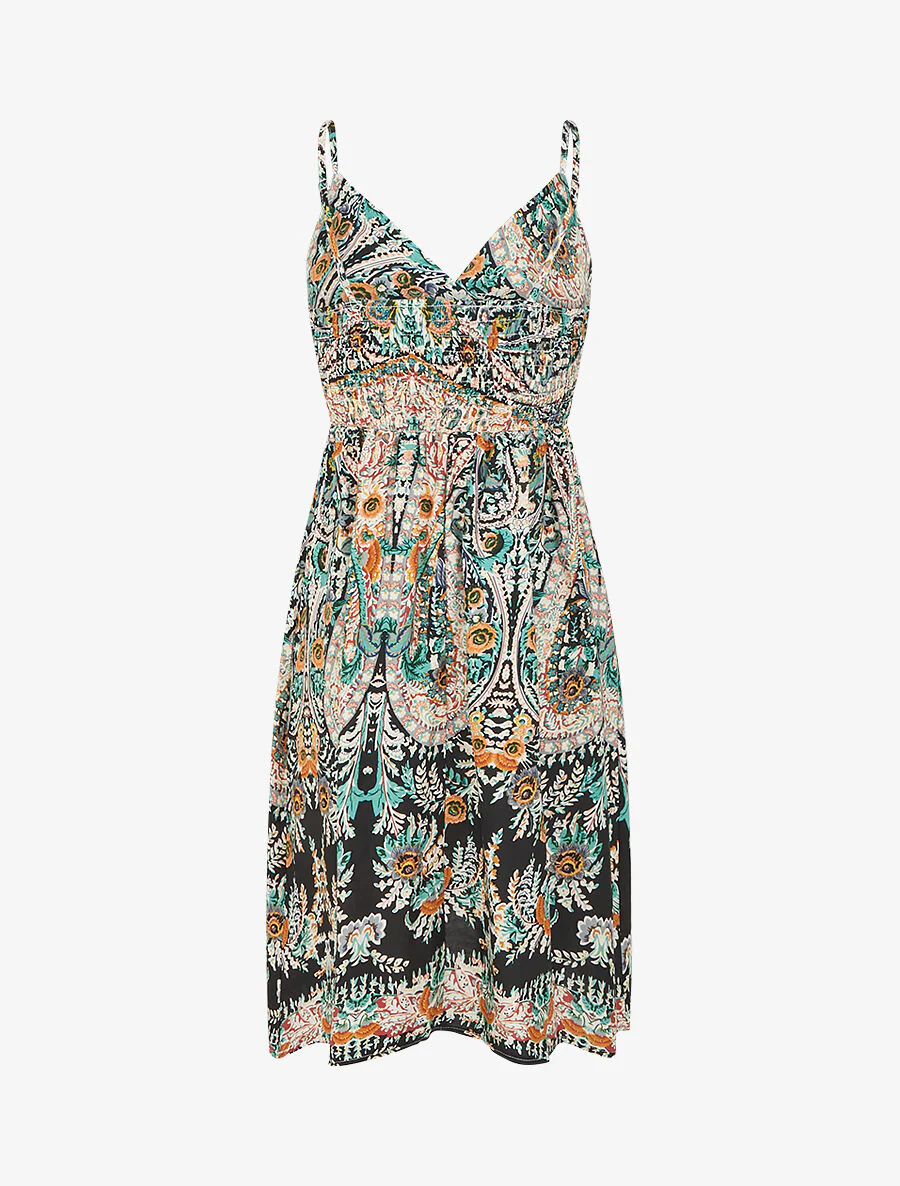 Robe courte à imprimé fleuri - Bleu nuit - Image 2