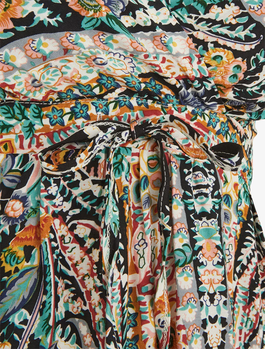 Robe courte à imprimé fleuri - Bleu nuit - Image 3