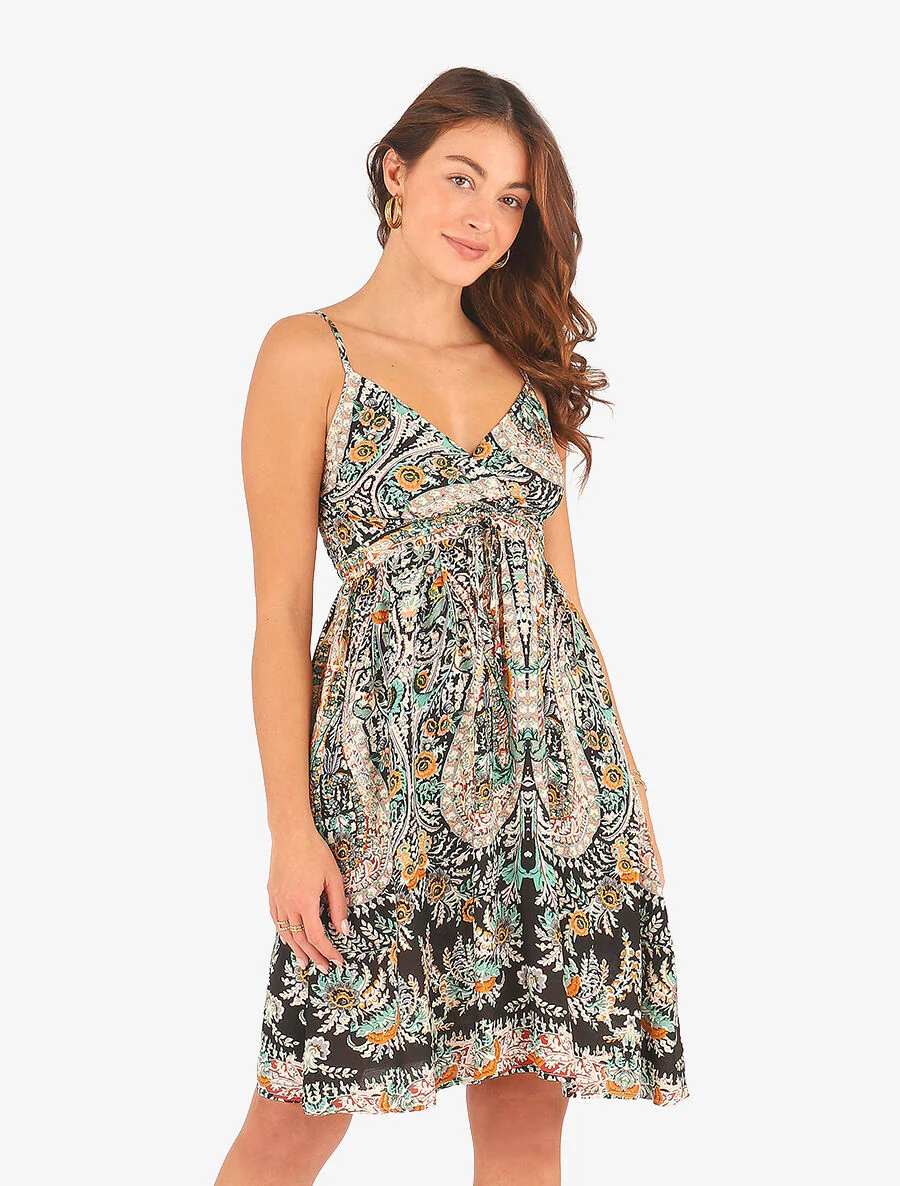 Robe courte à imprimé fleuri - Bleu nuit - Image 4