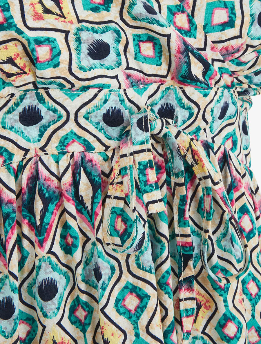 Robe courte à imprimé graphique - Vert - Image 3