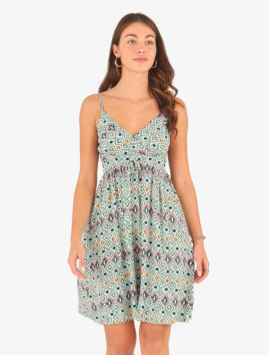 Robe courte à imprimé graphique - Vert - Image 4
