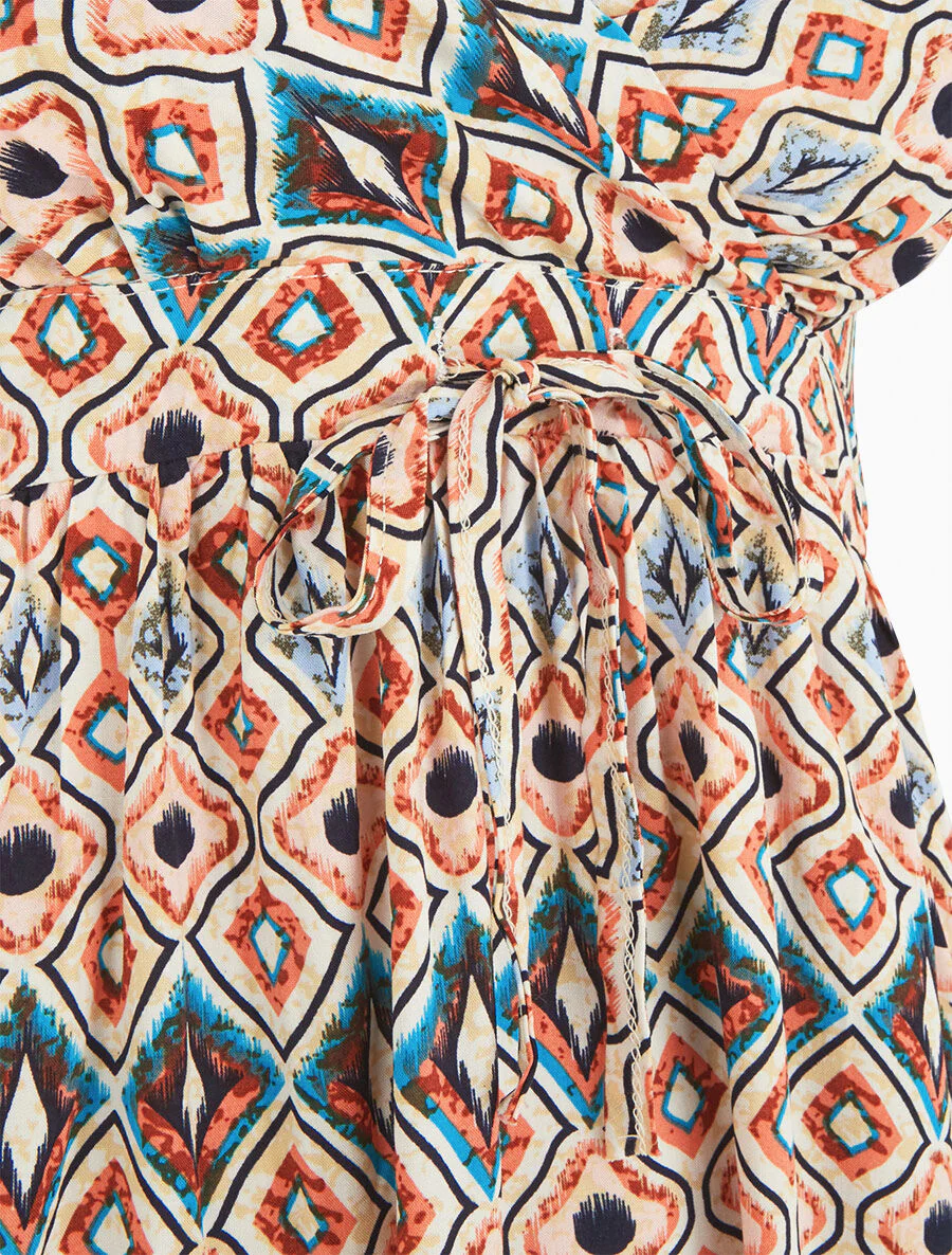 Robe courte à imprimé graphique - Orange - Image 3