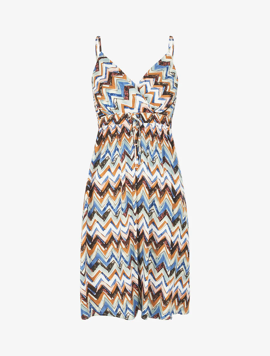Robe courte à imprimé zig-zag - Noir