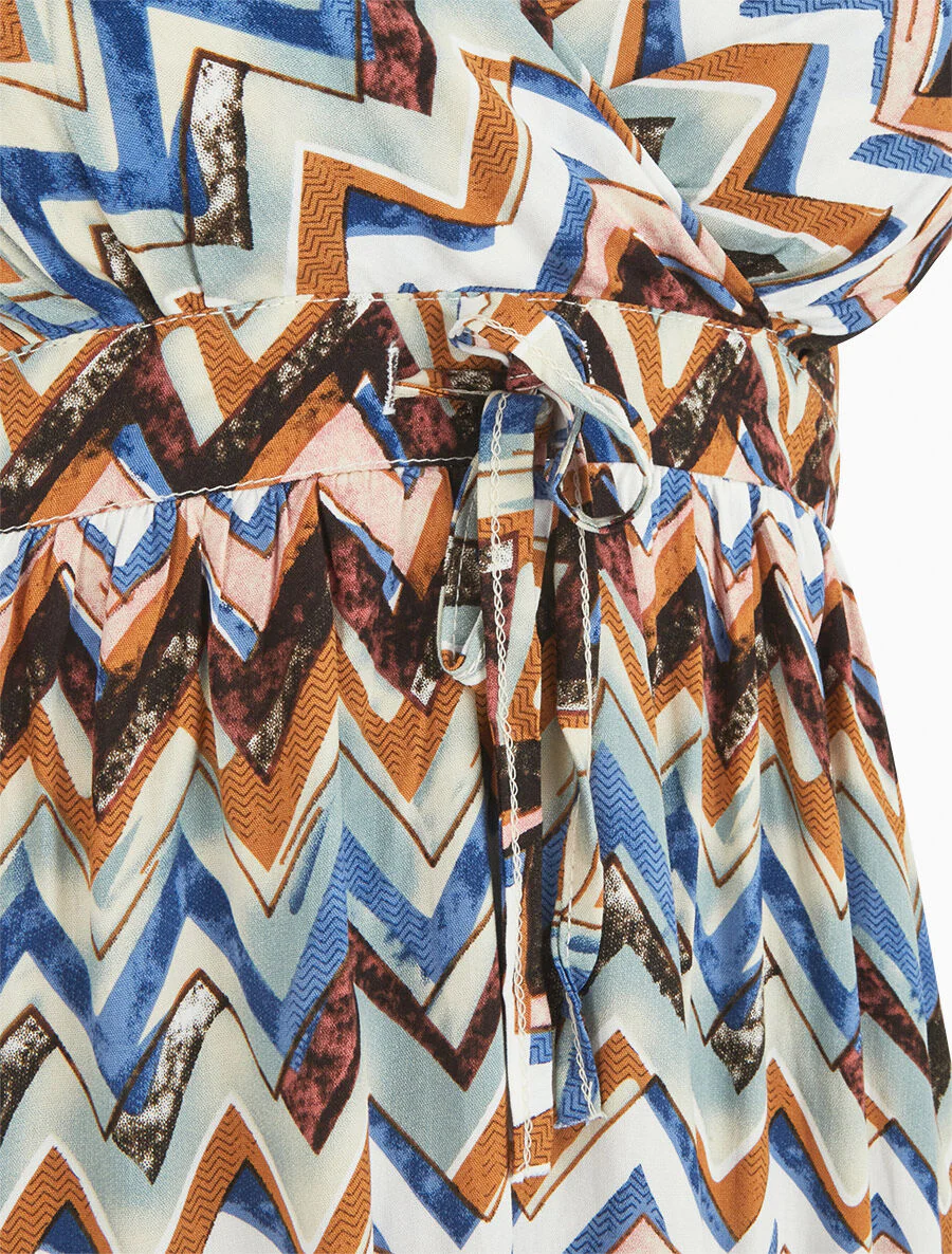 Robe courte à imprimé zig-zag - Noir - Image 3