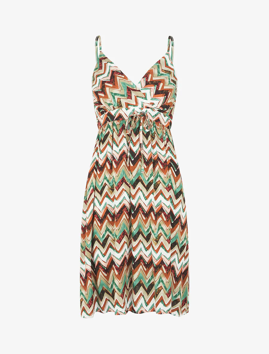 Robe courte à imprimé zig-zag - Vert