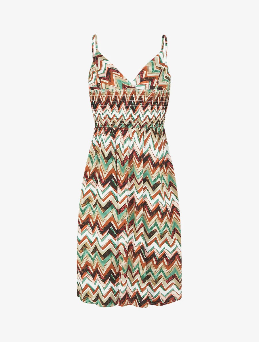 Robe courte à imprimé zig-zag - Vert - Image 2