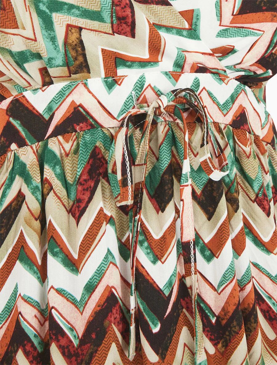 Robe courte à imprimé zig-zag - Vert - Image 3