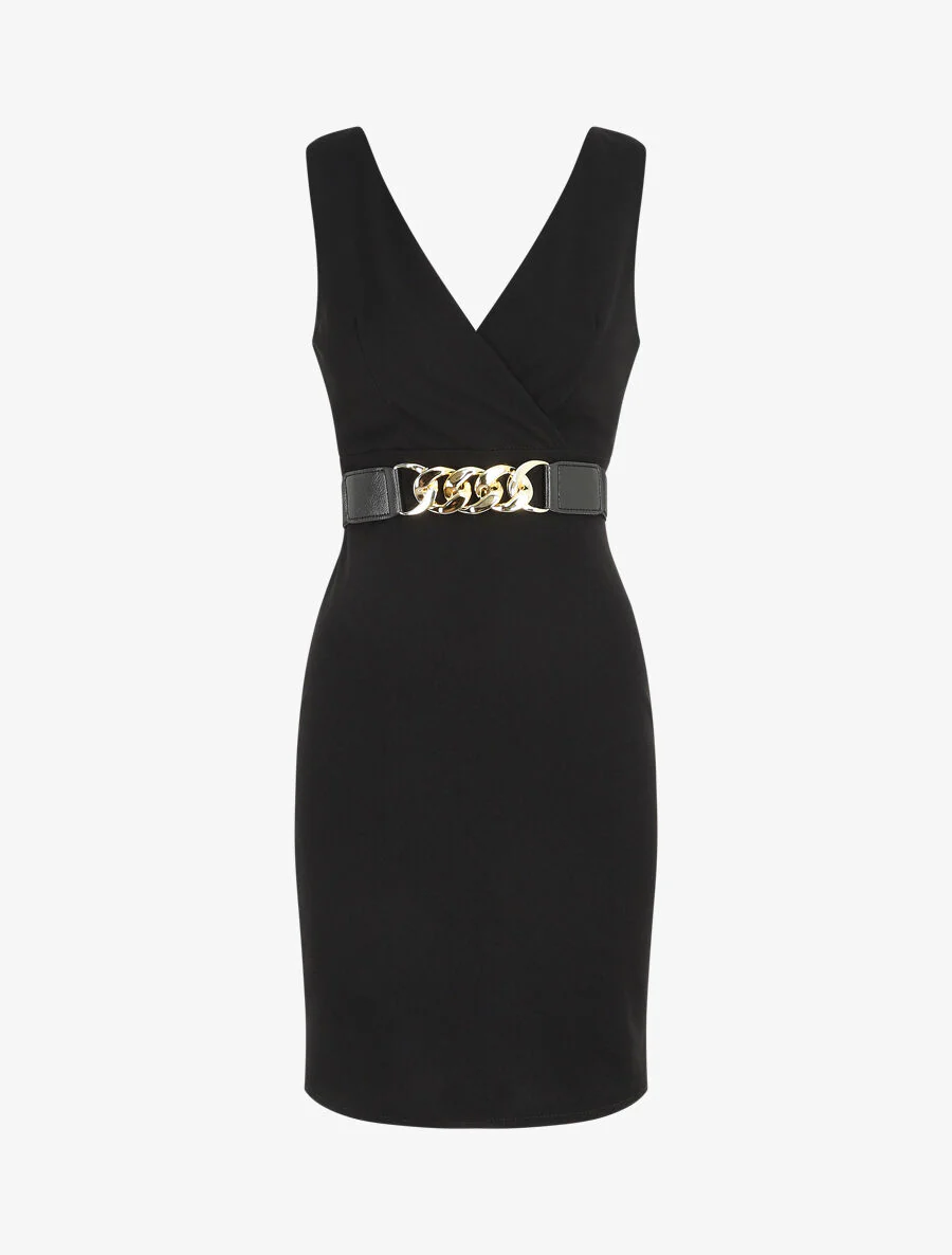 Robe courte ajustée sans manches - Noir - Image 2
