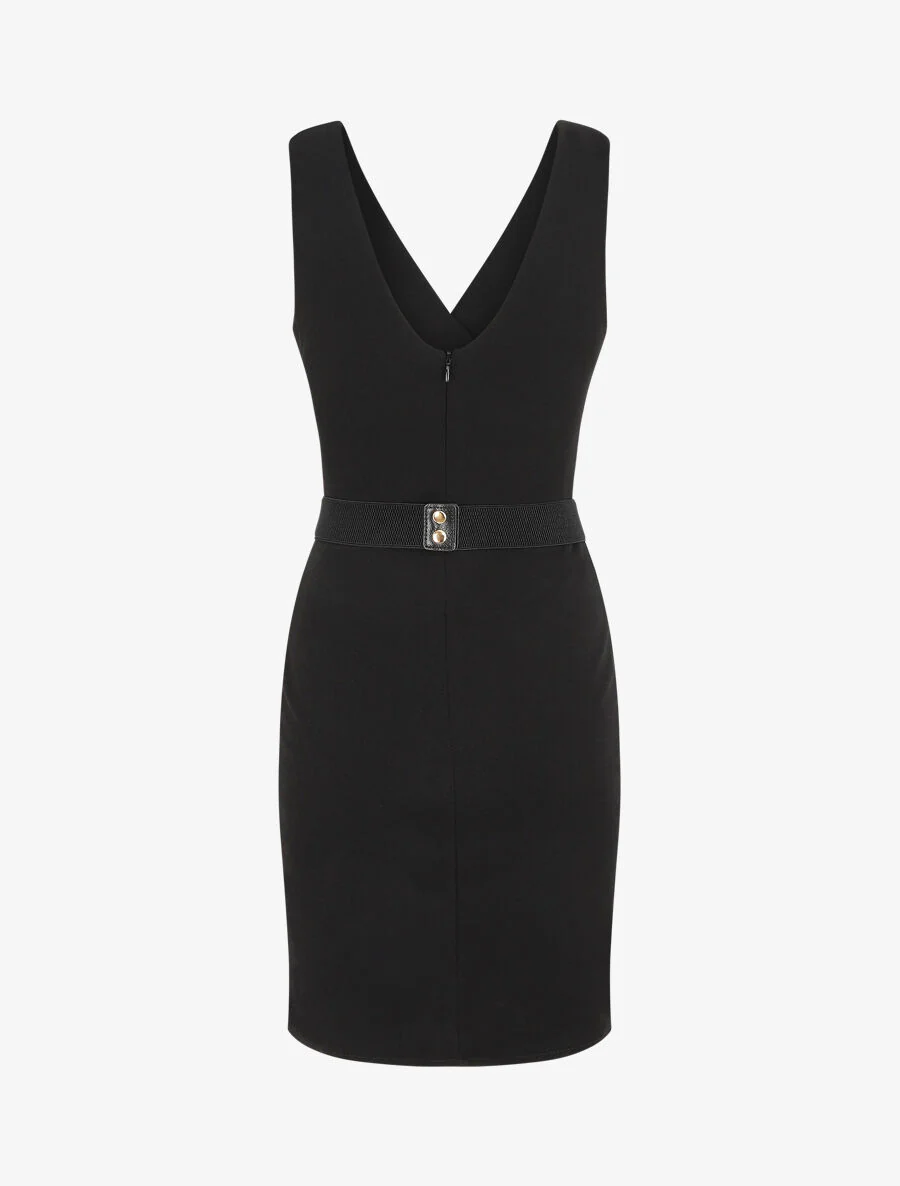 Robe courte ajustée sans manches - Noir - Image 3
