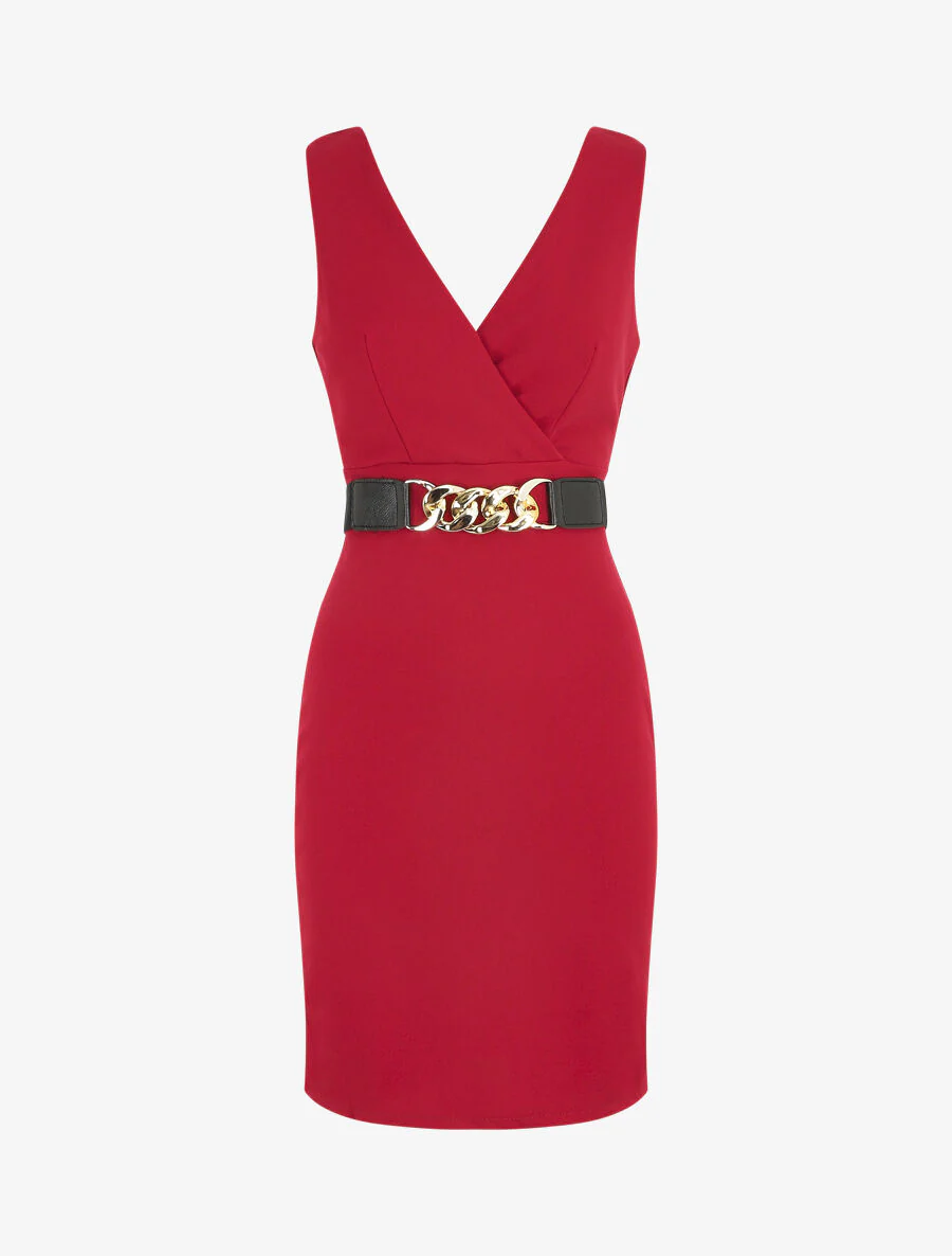 Robe courte ajustée sans manches - Framboise - Image 2