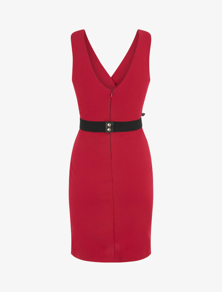 Robe courte ajustée sans manches - Framboise - Image 3