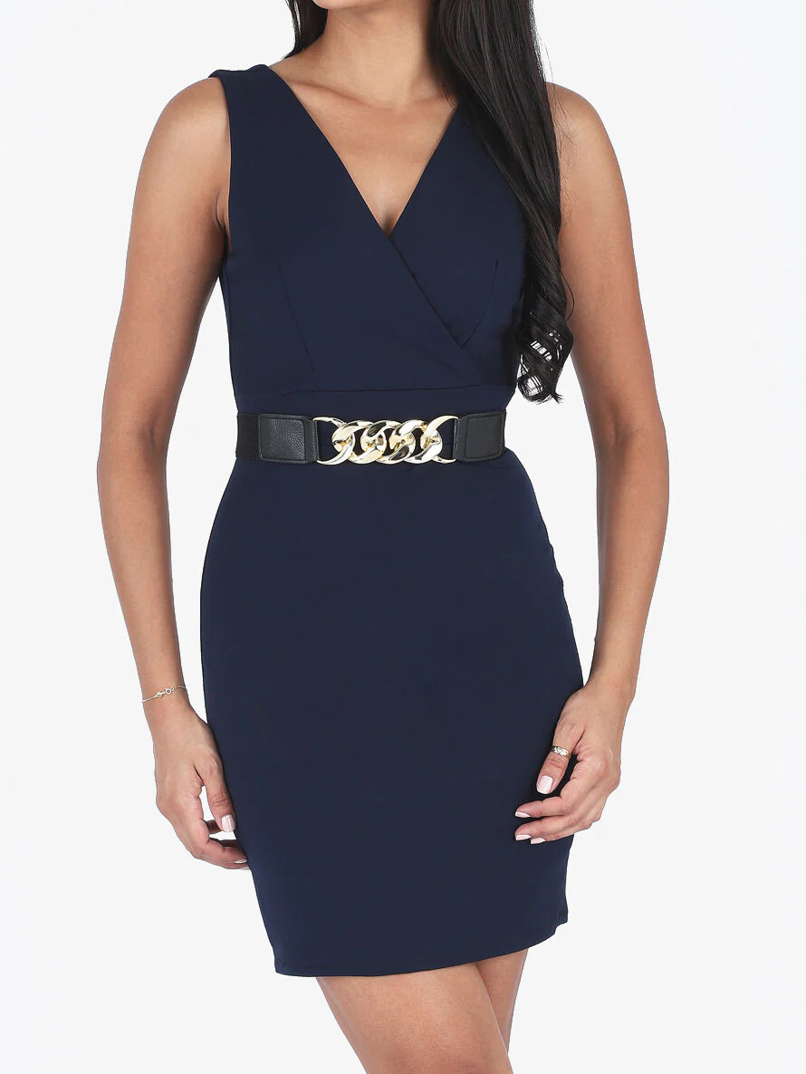 Robe courte ajustée sans manches - Marine