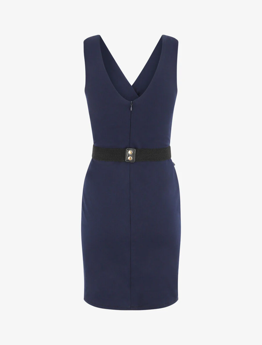 Robe courte ajustée sans manches - Marine - Image 3