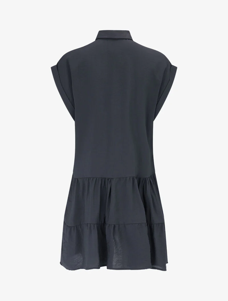 Robe courte coupe carrée style chemise - noir - Image 3