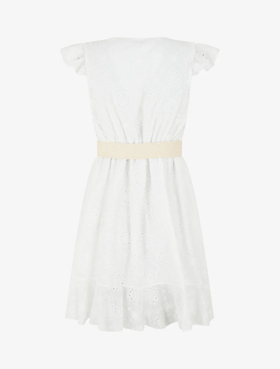 Robe courte évasée en broderie anglaise - Blanc - Image 2