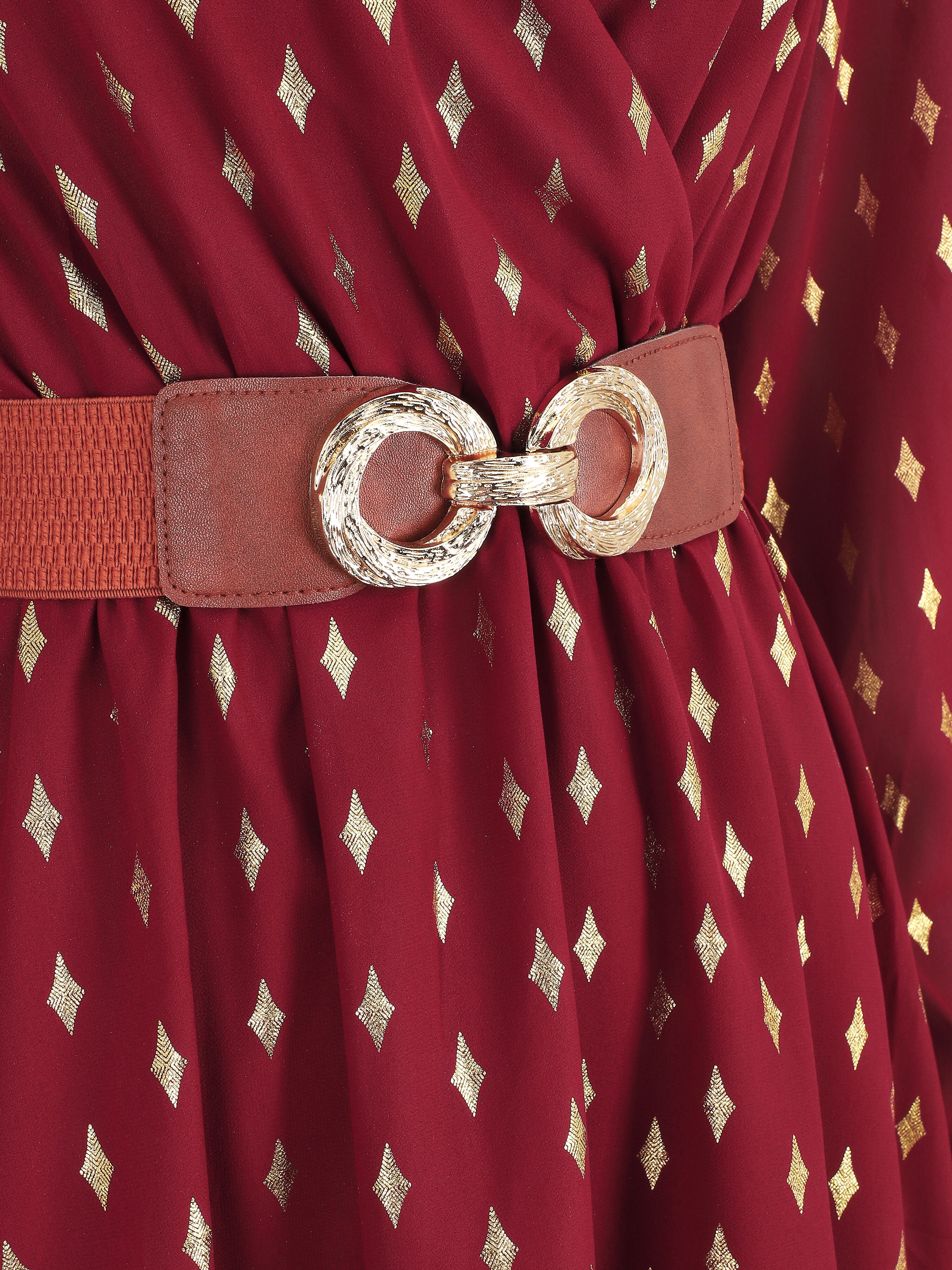 Robe courte imprimé graphique irisé - Bordeaux - Image 3
