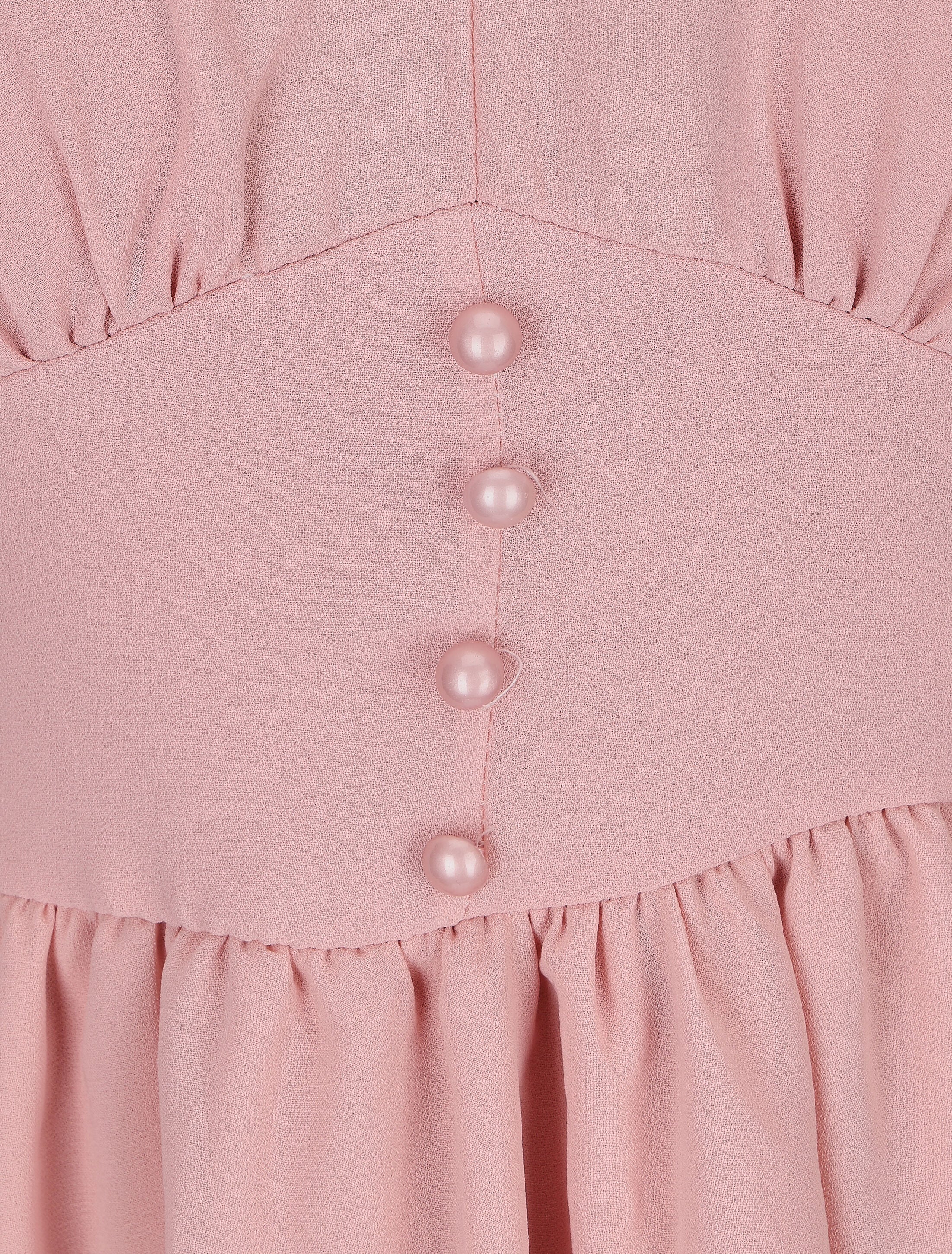 Robe courte patineuse en voile - Rose pâle - Image 3