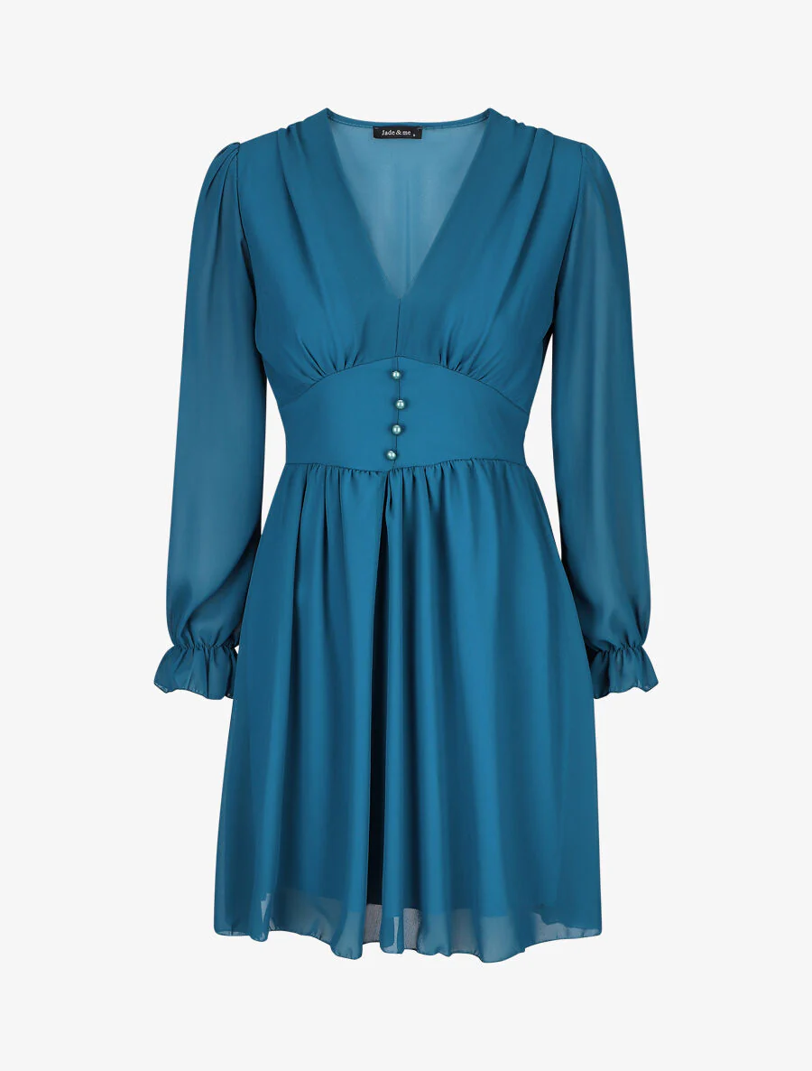 Robe courte patineuse en voile - Bleu canard