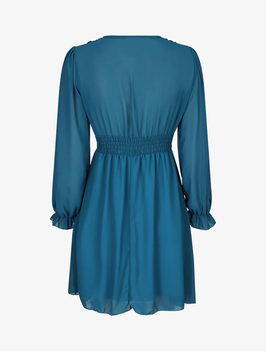 Robe courte patineuse en voile - Bleu canard - Image 2
