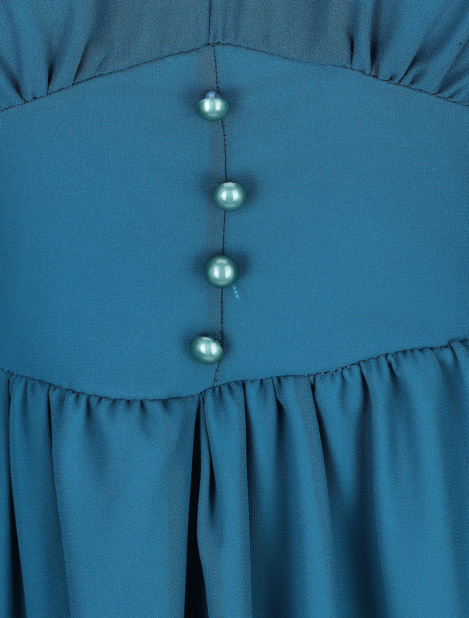 Robe courte patineuse en voile - Bleu canard - Image 3