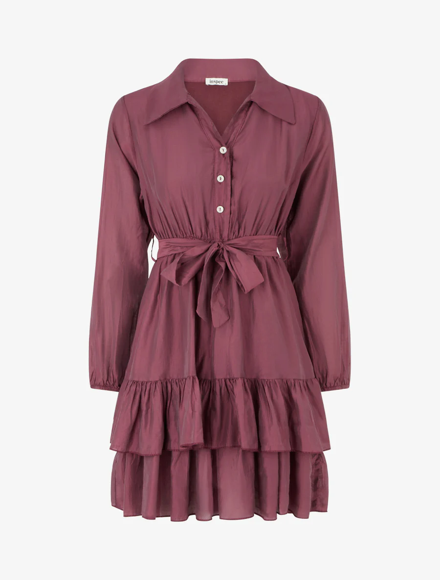 Robe courte volantée - Prune