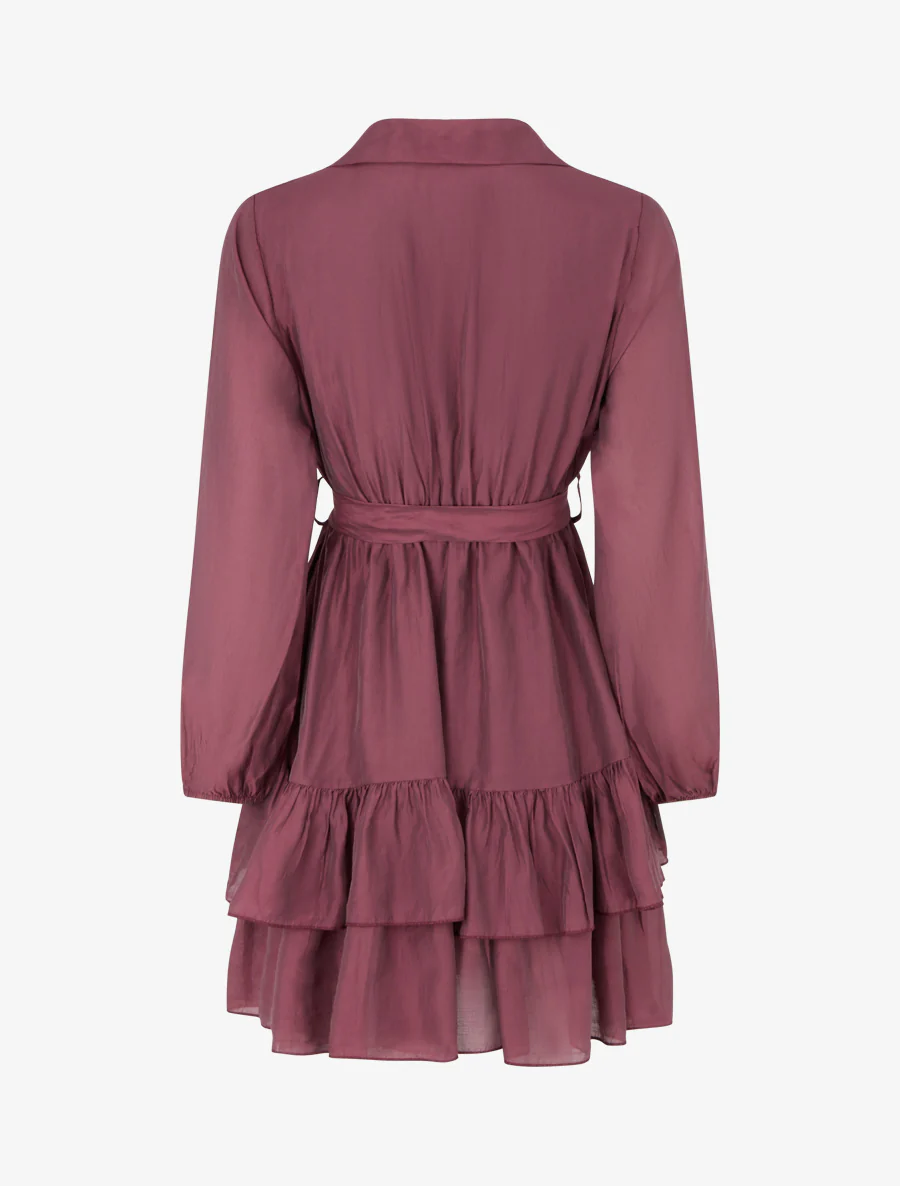 Robe courte volantée - Prune - Image 2