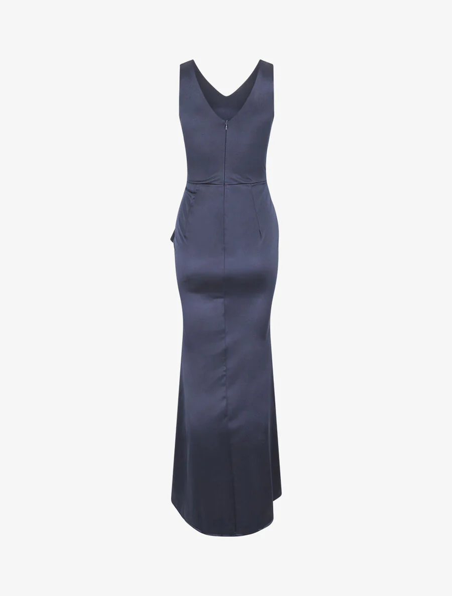 Robe de soirée à pans ondulé - Marine - Image 2