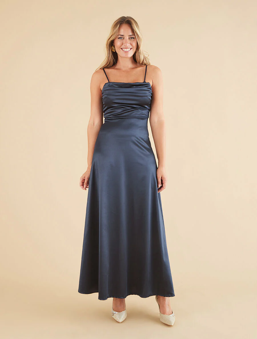 Robe de soirée longue évasée - Marine - Image 4