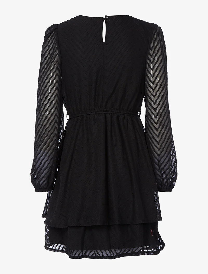 Robe dentelle piquetée - noir - Image 2