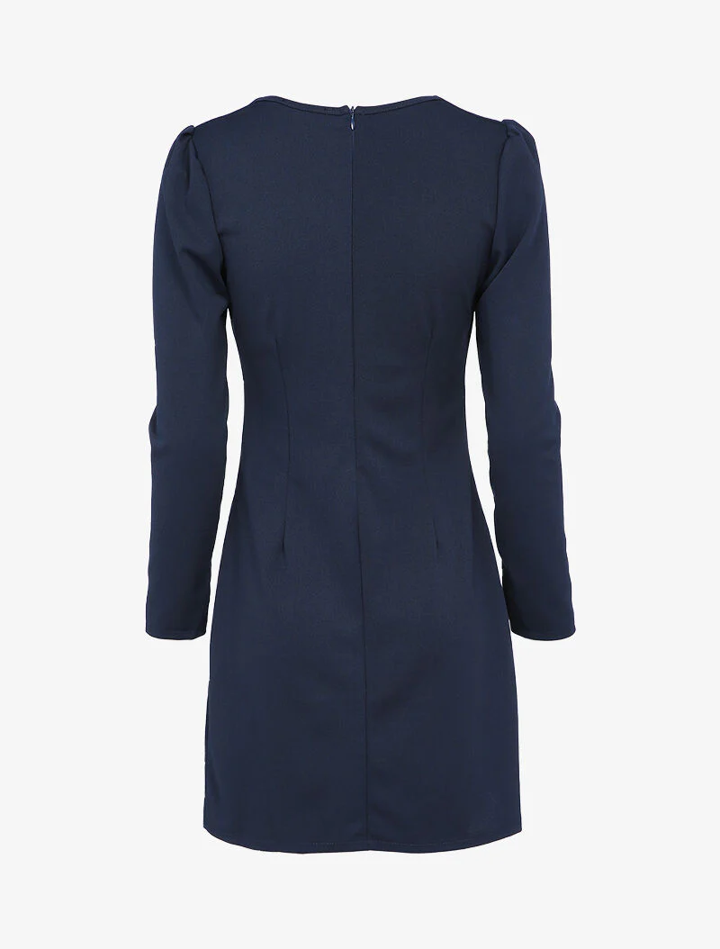 Robe drapée à boutons stylisés - Bleu marine - Image 2