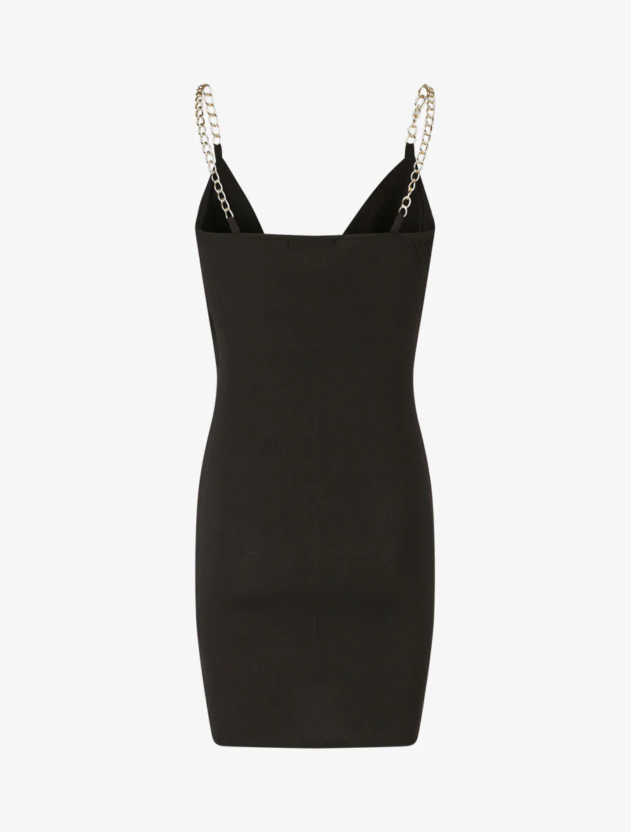 Robe drapée à bretelles en chaînes - Noir - Image 2
