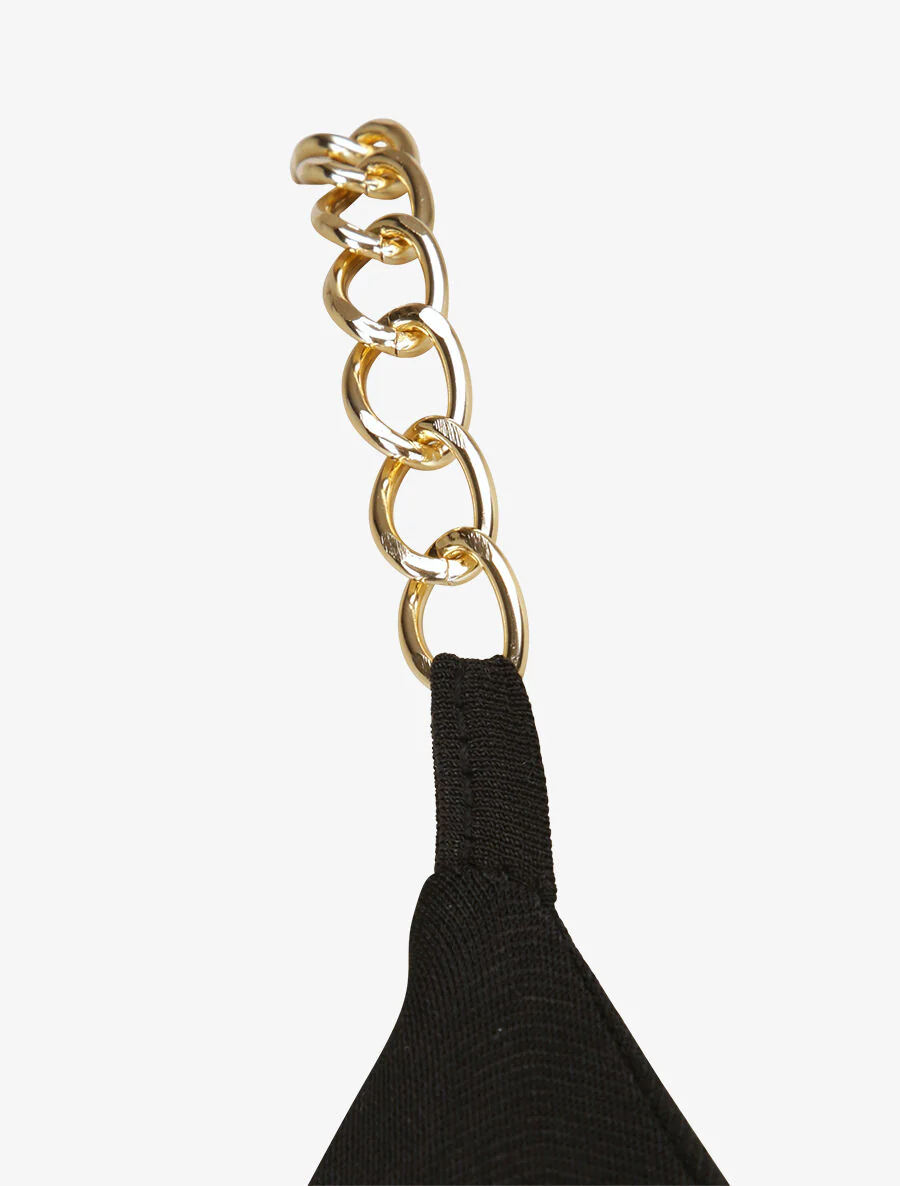 Robe drapée à bretelles en chaînes - Noir - Image 3