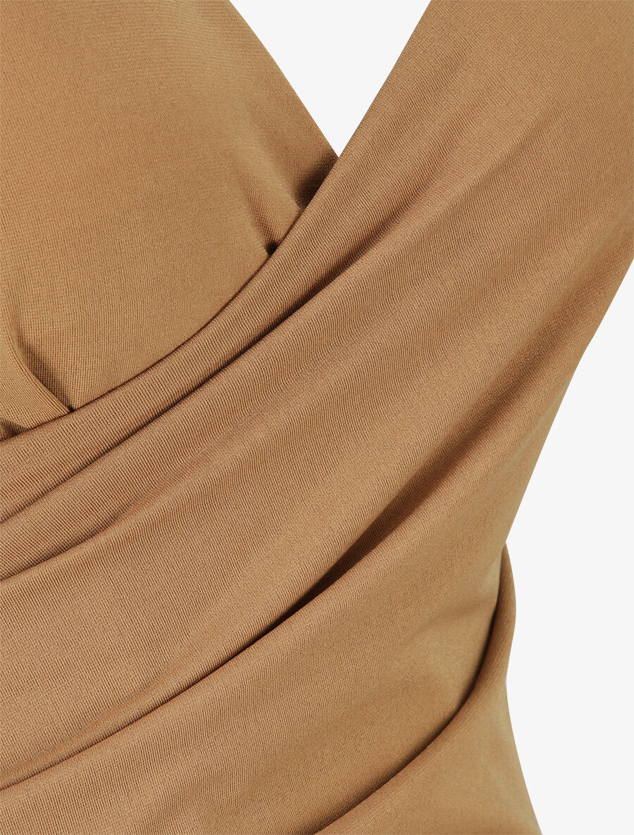 Robe drapée à bretelles en chaînes - Camel - Image 3