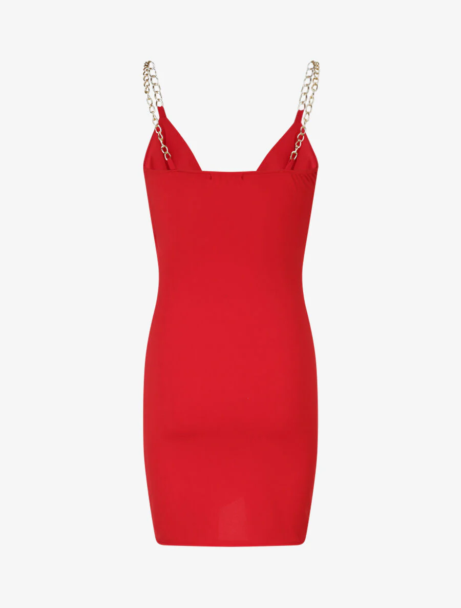 Robe drapée à bretelles en chaînes - Rouge - Image 2