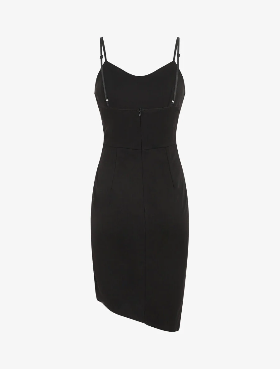 Robe drapée à bretelles et boucle - Noir - Image 2