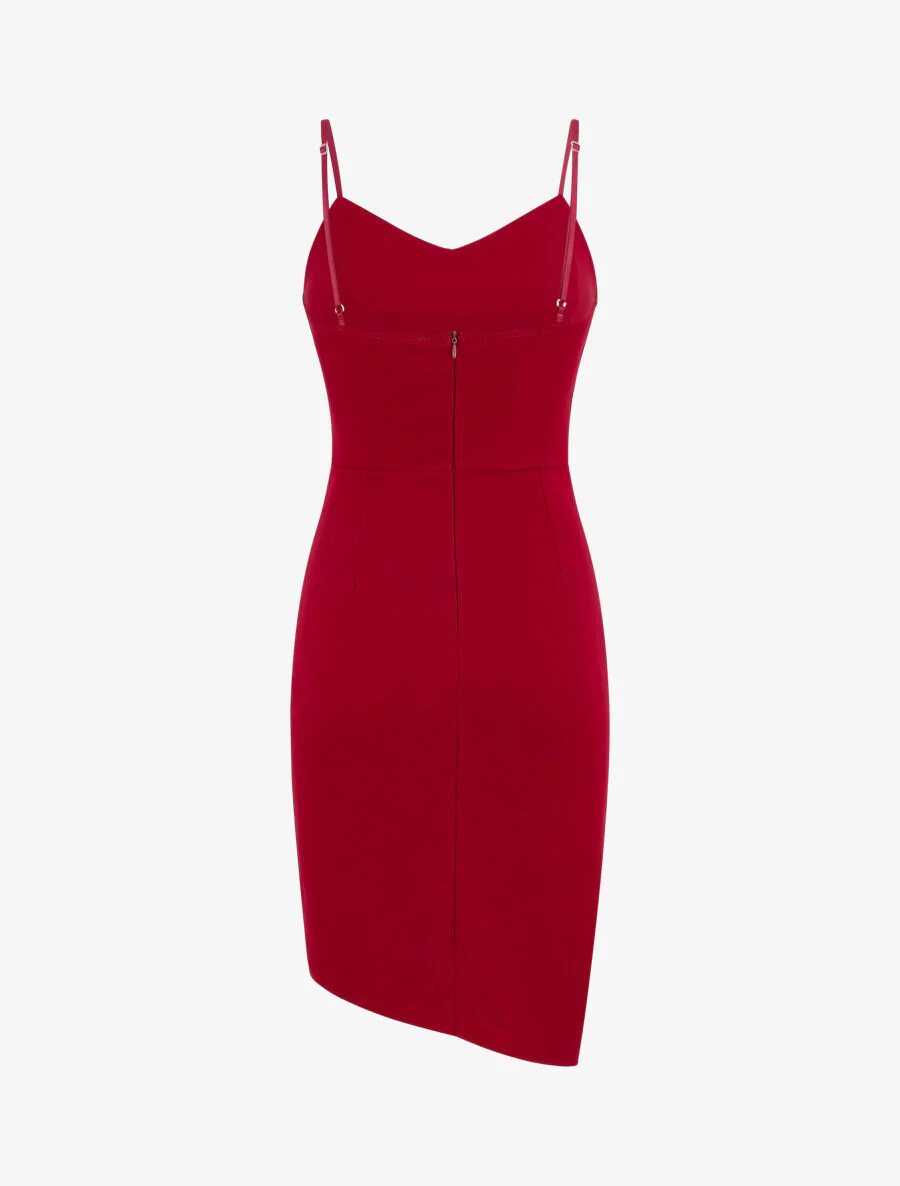 Robe drapée à bretelles et boucle - Framboise - Image 3