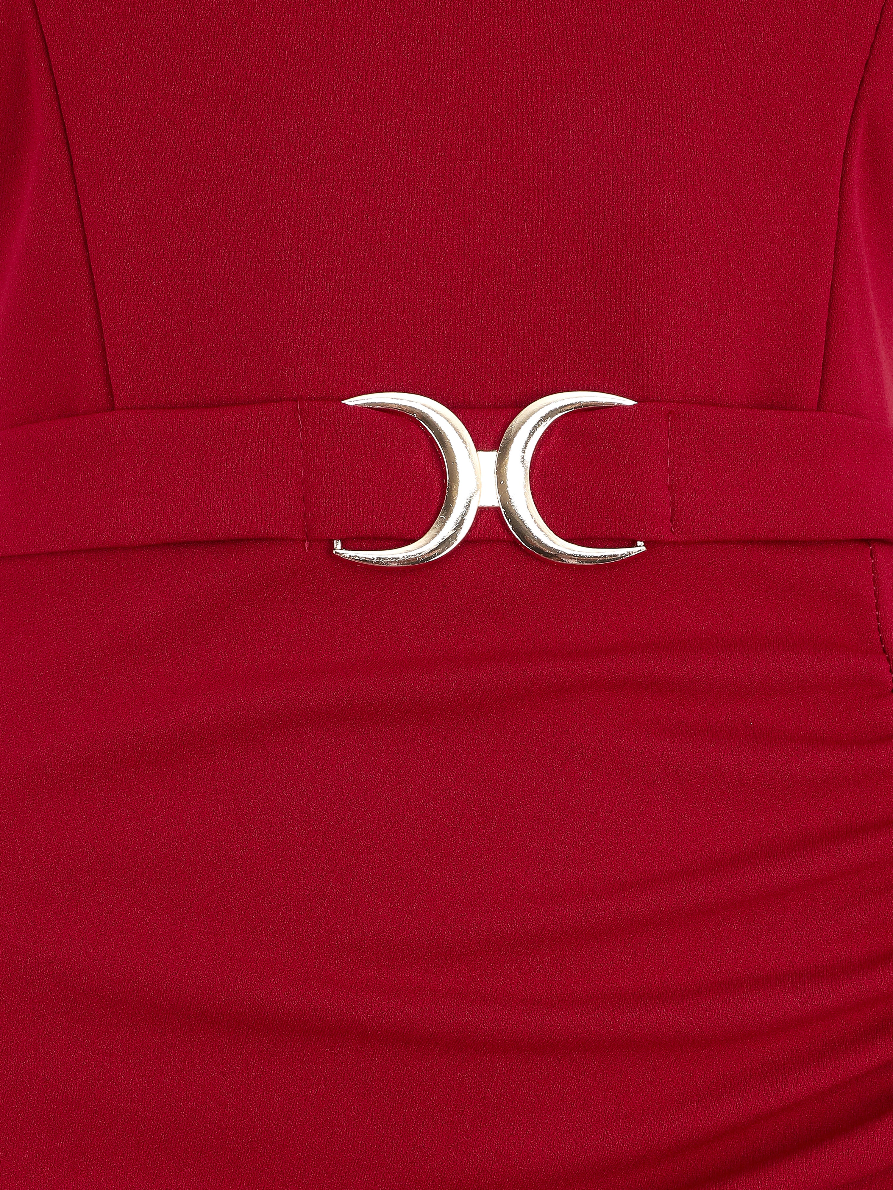 Robe drapée à bretelles et boucle - Framboise - Image 4