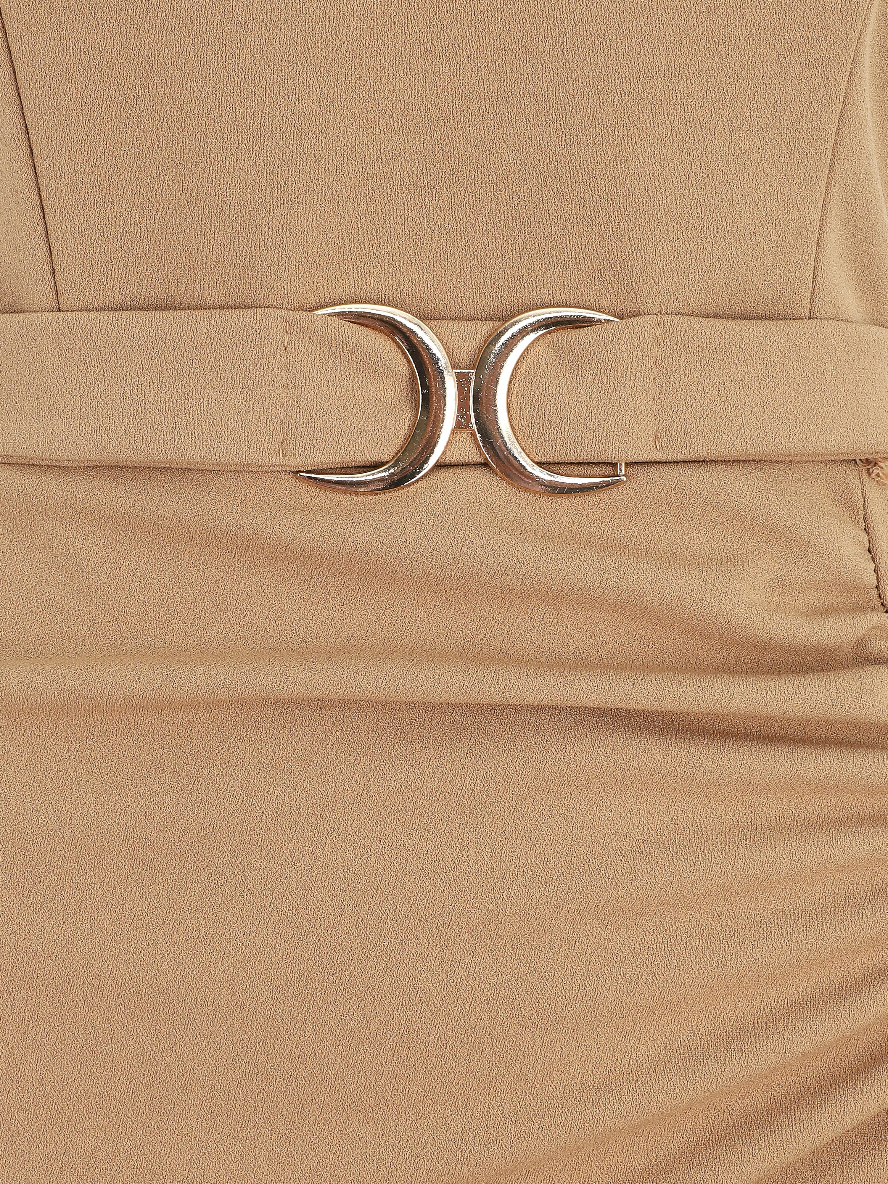 Robe drapée à bretelles et boucle - Taupe - Image 3