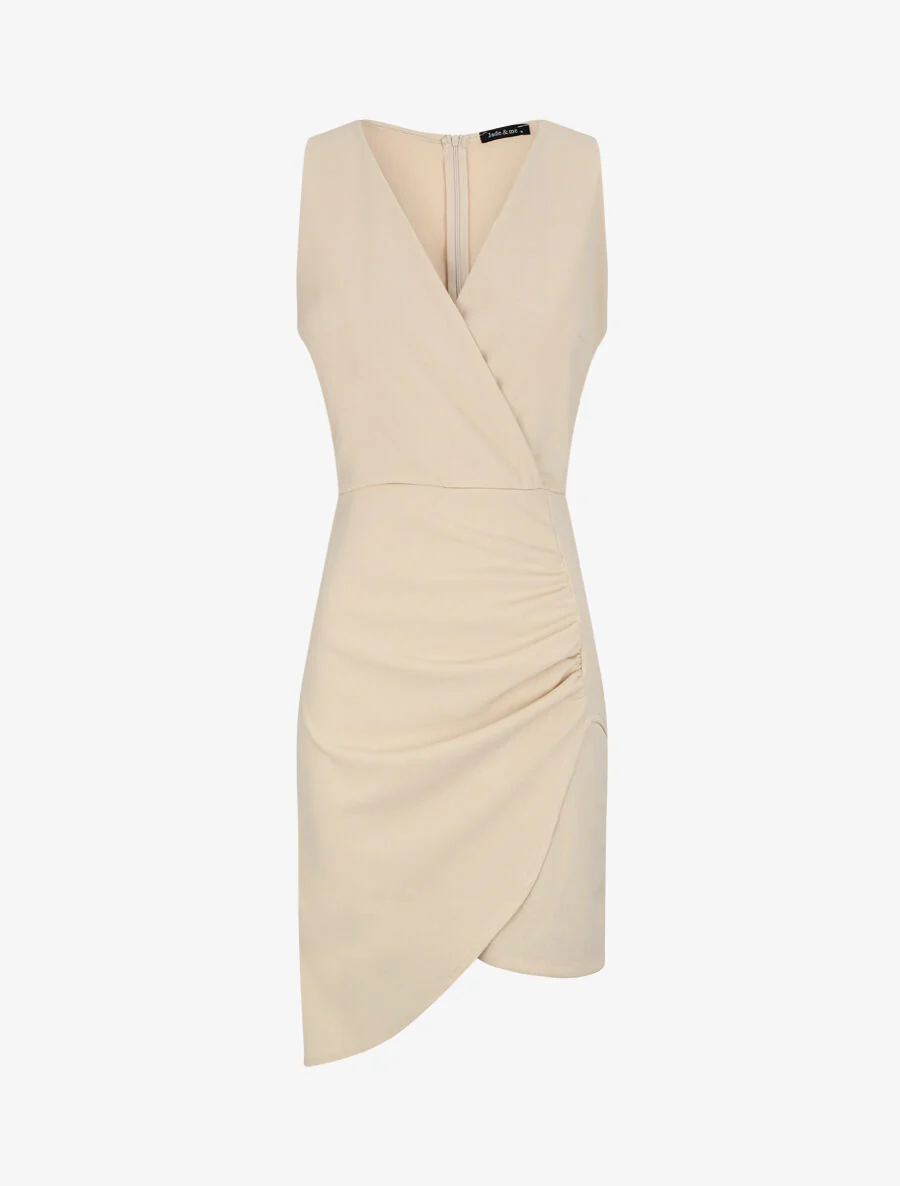 Robe drapée sans manches - Beige