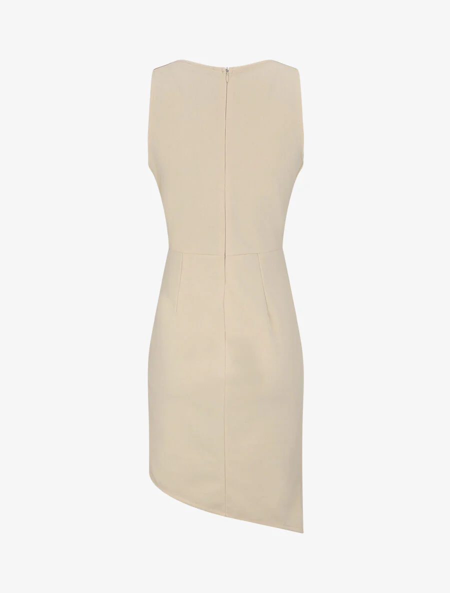 Robe drapée sans manches - Beige - Image 2