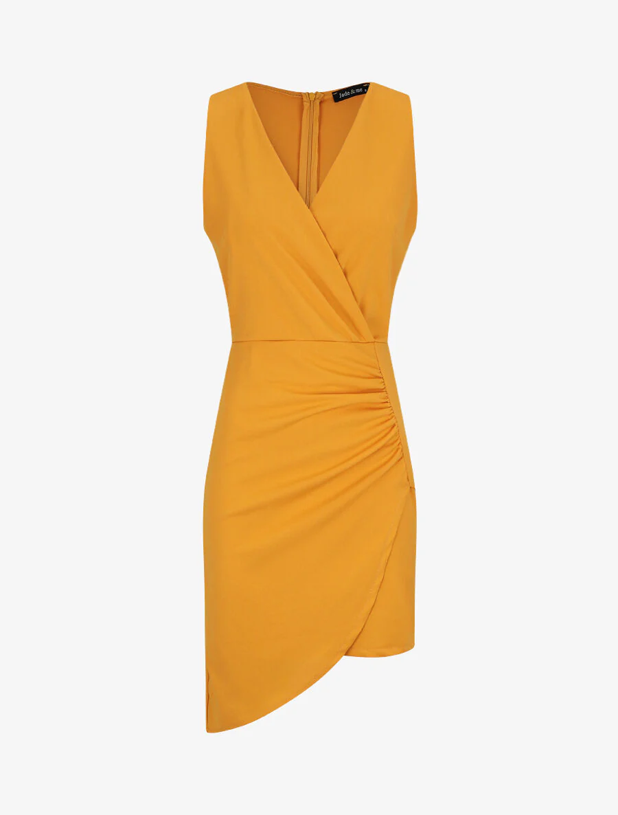 Robe drapée sans manches - Moutarde