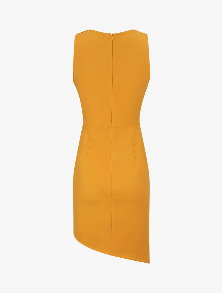Robe drapée sans manches - Moutarde - Image 2
