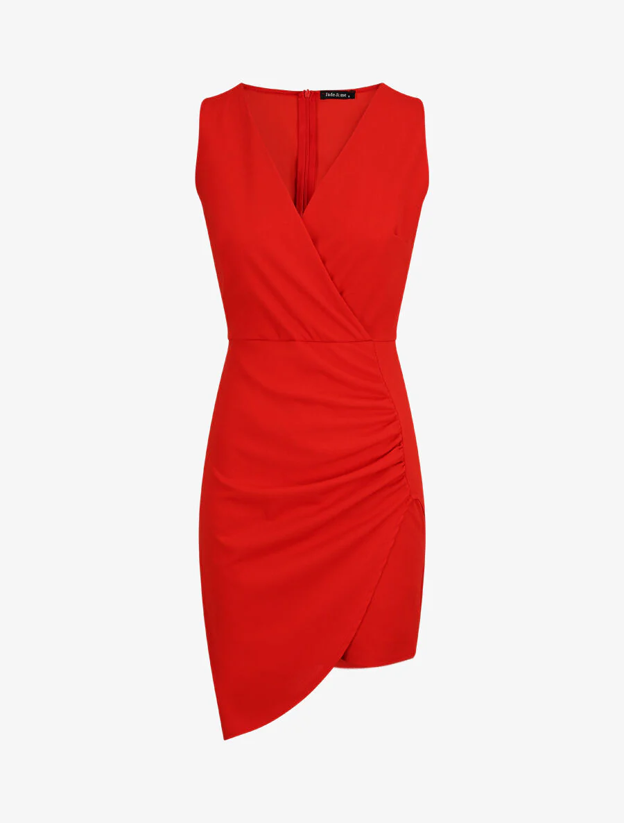 Robe drapée sans manches - Rouge