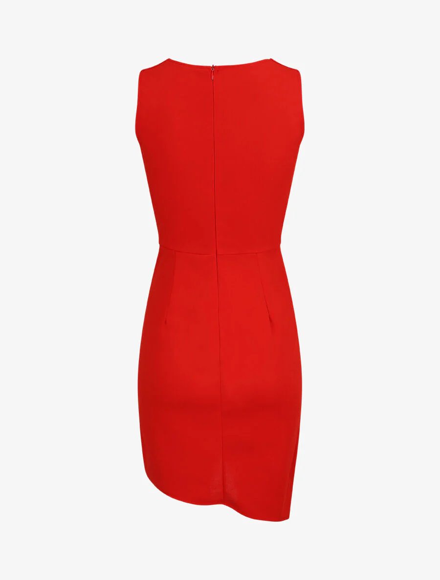 Robe drapée sans manches - Rouge - Image 2