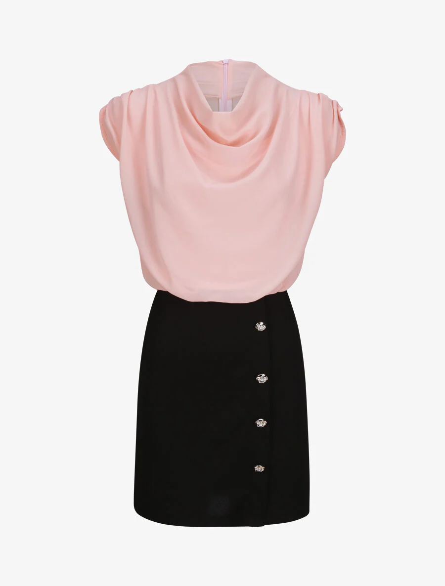 Robe droite à encolure bénitier - Rose