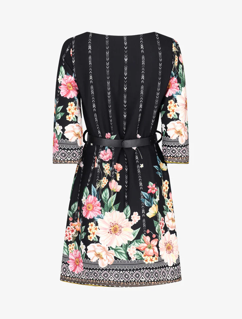 Robe droite à imprimé divers - noir - Image 3