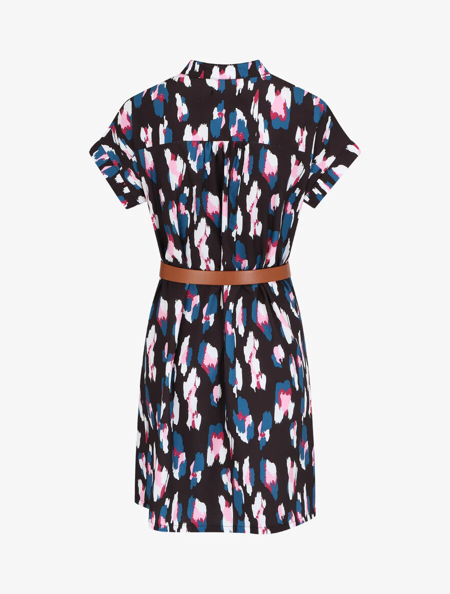 Robe droite à imprimé graphique - Noir - Image 2