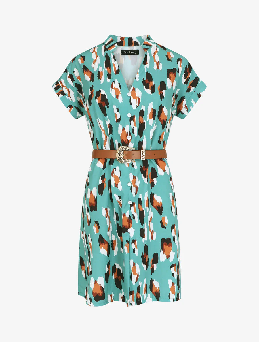 Robe droite à imprimé graphique - Vert d'eau