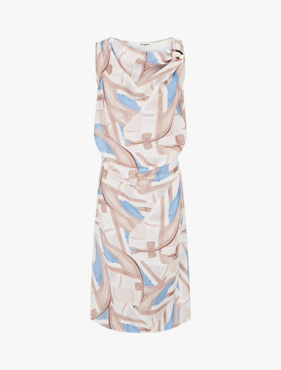 Robe droite à taille élastiquée - Beige